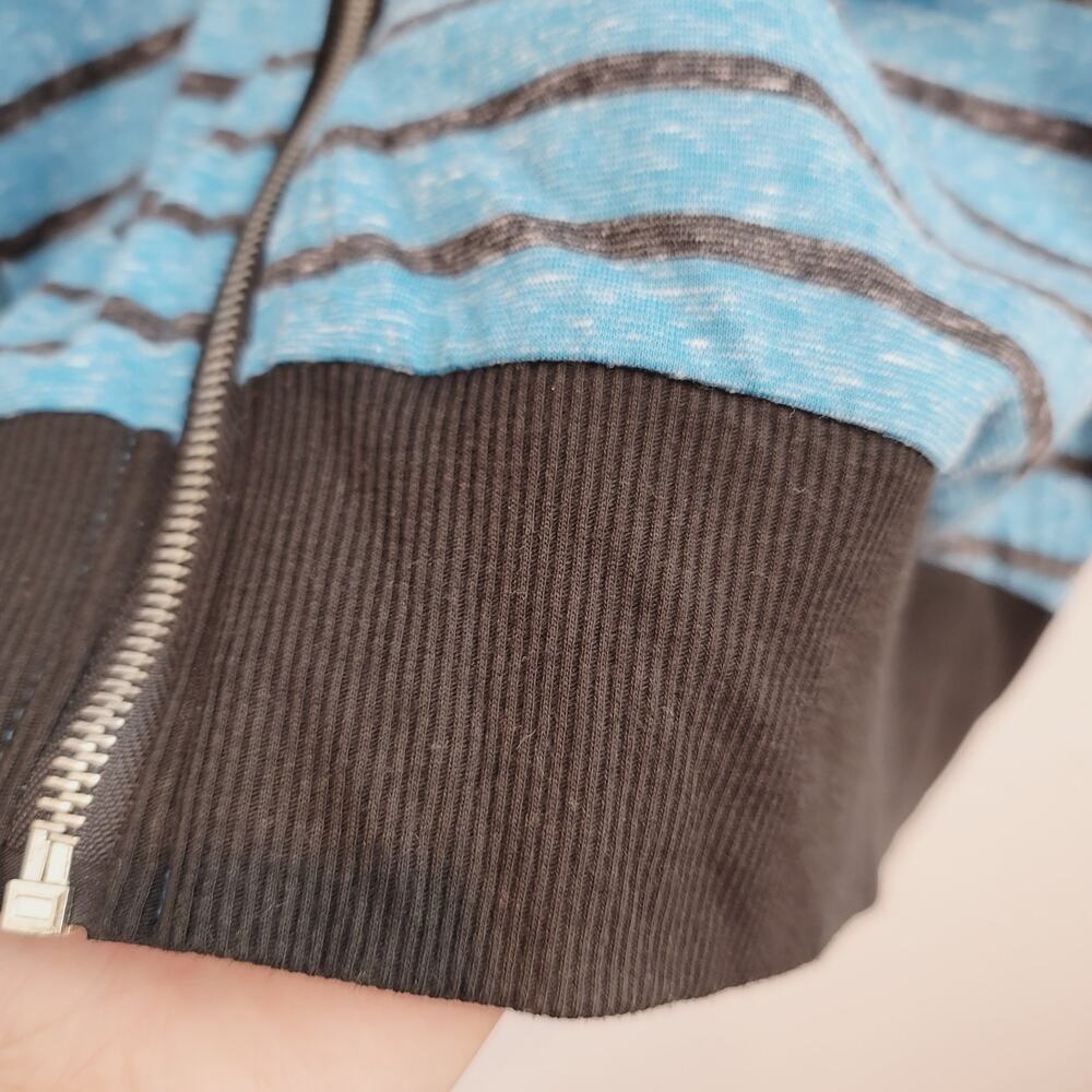 NWOT LA THREADS Blue & Black Striped Zipper Front Hoodie Top Women's Size 1X - Picture 5 of 8